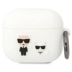 Original Handyhülle APPLE AIRPODS 3 Karl Lagerfeld Silicone Karl & Choupette (KLACA3SILKCW) weiß