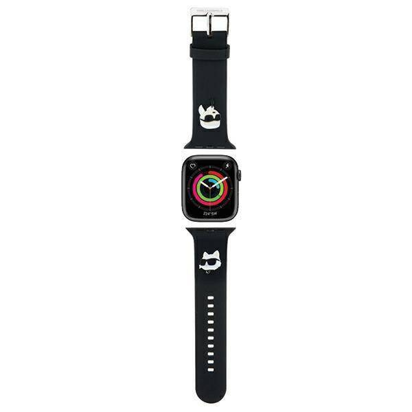 Pasek do APPLE WATCH 4 / 5 / 6 / 7 / 8 / SE (38 / 40 / 41 MM) Karl Lagerfeld Strap 3D Rubber Karl&Choupette Heads (KLAWMSLKCNK) czarne