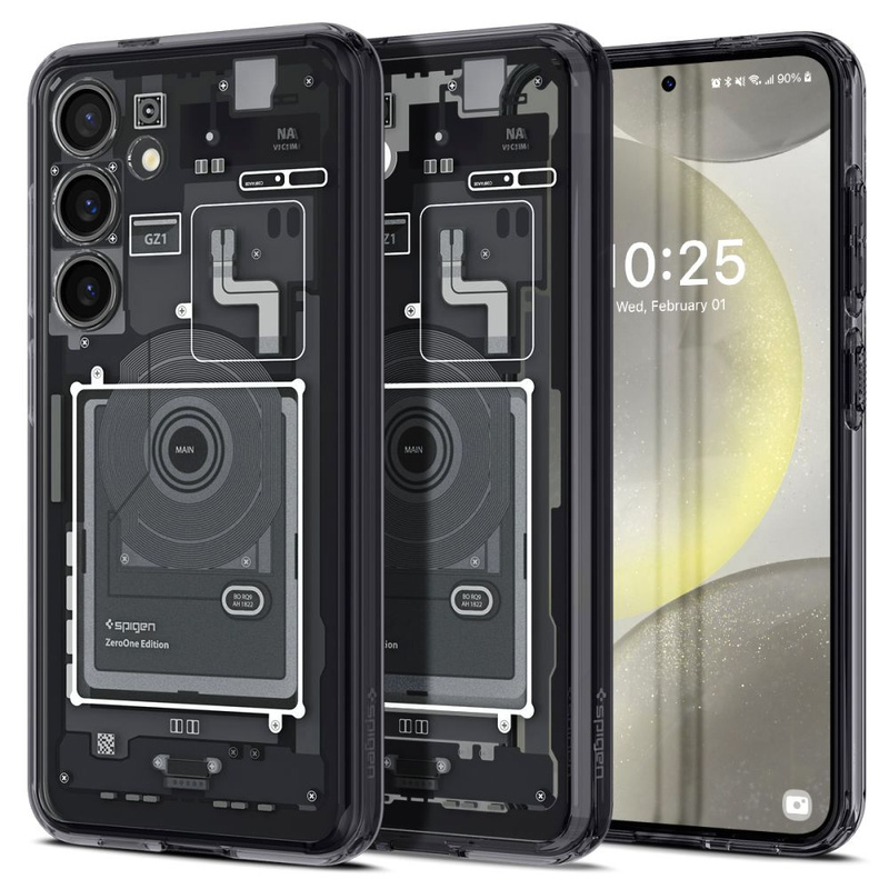 Spigen Ultra Hybrid-Hülle für Samsung Galaxy S24 – Dunkelgrau (Zero One-Muster)
