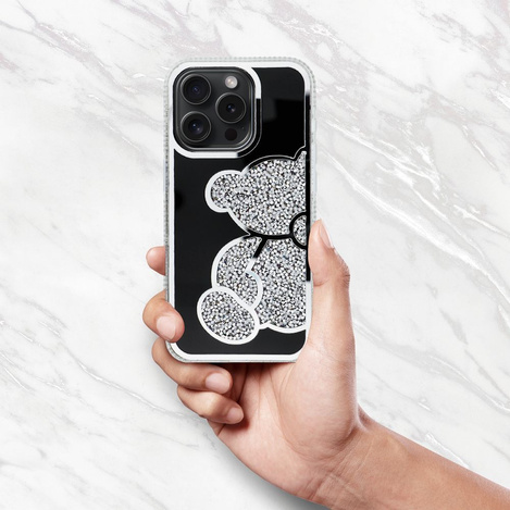 Futerał TEDDY BEAR do IPHONE 13 MINI srebrny