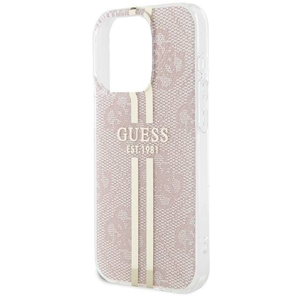 Oryginalne Etui GUESS IML 4G Gold Stripe GUHCP14XH4PSEGP do Iphone 14 Pro Max różowy