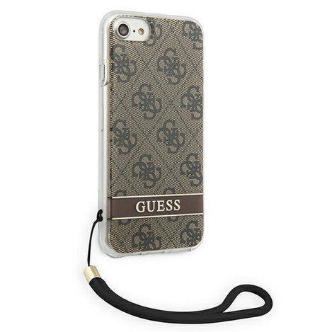 Schutzhülle IPHONE SE 2022 / SE 2020 / 7 / 8 Guess Hardcase 4G Print Strap (GUOHCI8H4STW) braun
