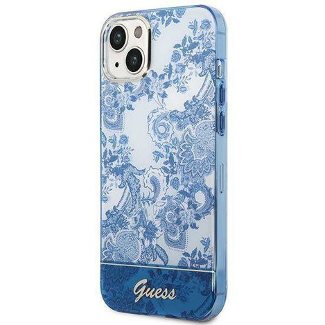 Guess Porcelain Collection - Etui iPhone 14 Plus (niebieski)