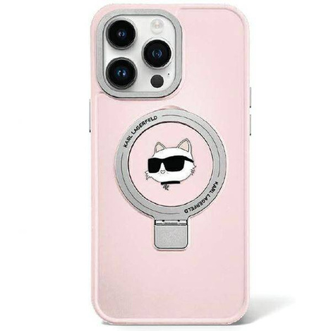 Etui Karl Lagerfeld Ring Stand Choupette Head MagSafe do iPhone 15 Pro - różowe
