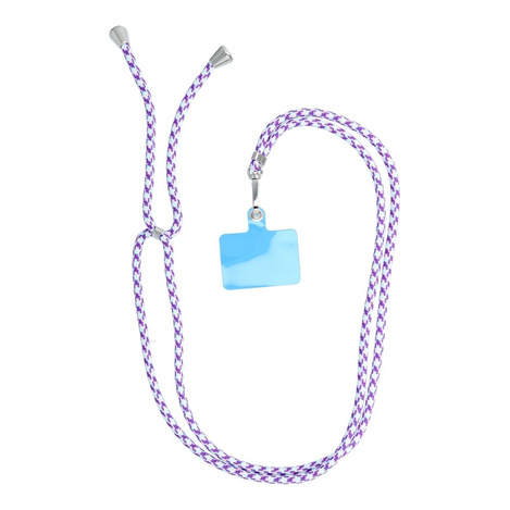 Zawieszka SWING do telefonu z regulacją długości / długość sznura 165cm (max 82,5cm w pętli) / na ramię lub szyję - białofioletowy