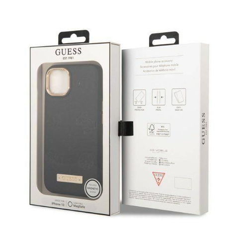Guess Peony Logo Plate MagSafe - Etui iPhone 13 (czarny)