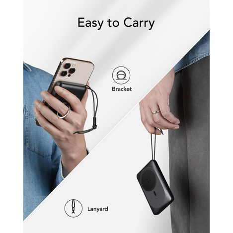 Bateria zewnętrzna (Powerbank) VEGER MagOn z ładowaniem indukcyjnym kompatybilny z MagSafe 15W - 10 000mAh PD 22,5W biały (VP1151 / W1151)