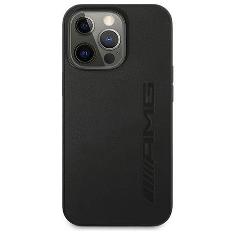 AMG AMHCP14XDOLBK iPhone 14 Pro Max 6,7 &quot;schwarz / schwarz Hardcase Leder Hot Stamped