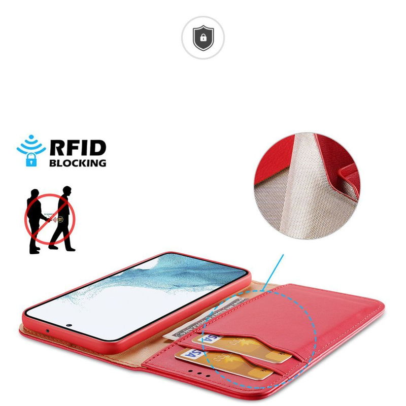DUX DUCIS Hivo - skórzane etui portfelik do Samsung Galaxy S24 Plus czerwone