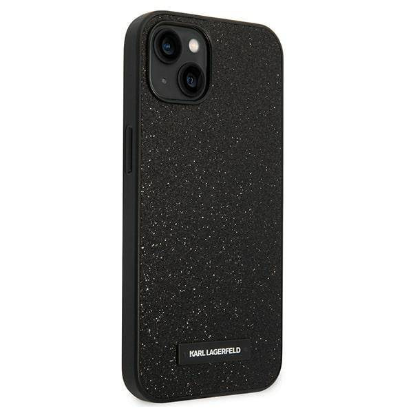 Original Case IPHONE 14 PLUS Karl Lagerfeld Hardcase Glitter Plaque Logo (KLHCP14MG2ELK) black