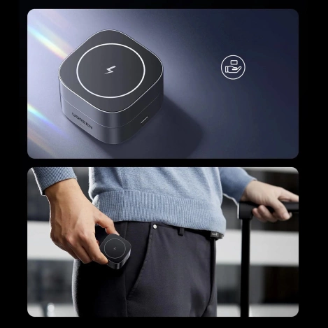 Ugreen W526 3in1 MagSafe / Qi inductive charger for phone / headphones with USB-C port - black