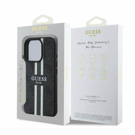 GUESS futerał do IPHONE 16 Pro Max kompatybilny z MagSafe GUHMP16XP4RPSK (4G Pronted Stripes) czarny