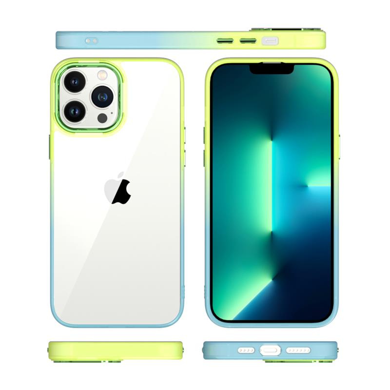 Case IPHONE 14 PRO MX Rainbow green-blue