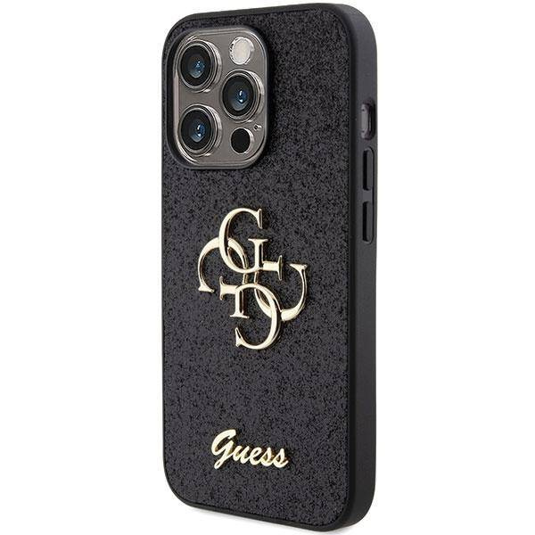 Etui Guess Glitter Script Big 4G na iPhone 15 Pro - czarne