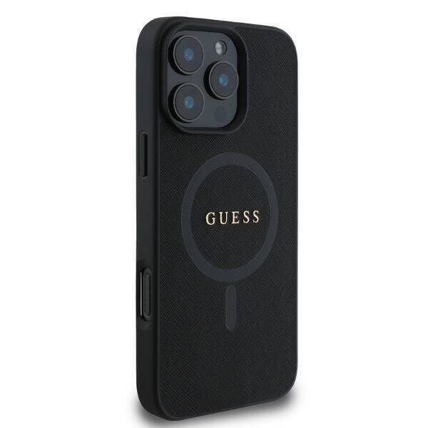 GUESS futerał do IPHONE 16 Pro kompatybilny z MagSafe GUHMP16LPSAHMCK (PU Saffiano Classic Logo) czarny