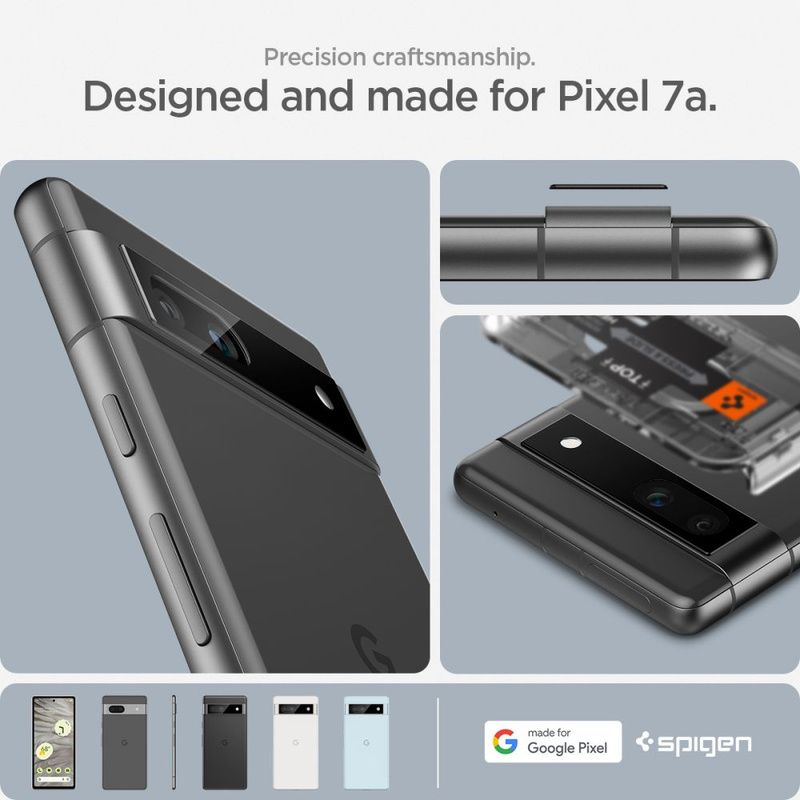 Spigen OPTIK.TR ”EZ FIT” CAMERA PROTECTOR 2-PACK GOOGLE PIXEL 7A BLACK