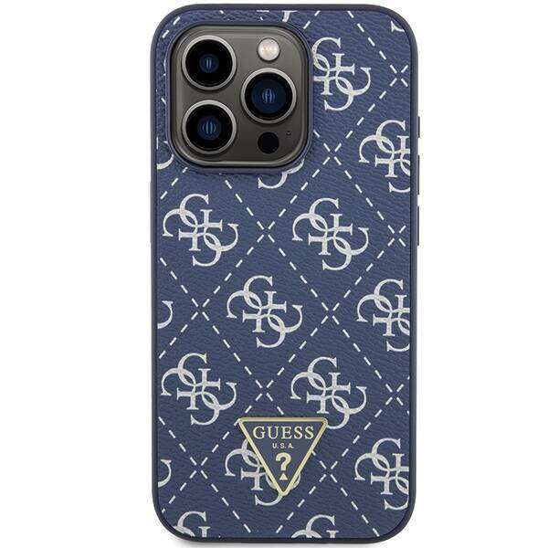 Original Case APPLE IPHONE 15 PRO Guess Hardcase 4G Triangle Metal Logo (GUHCP15LPG4GPB) blue