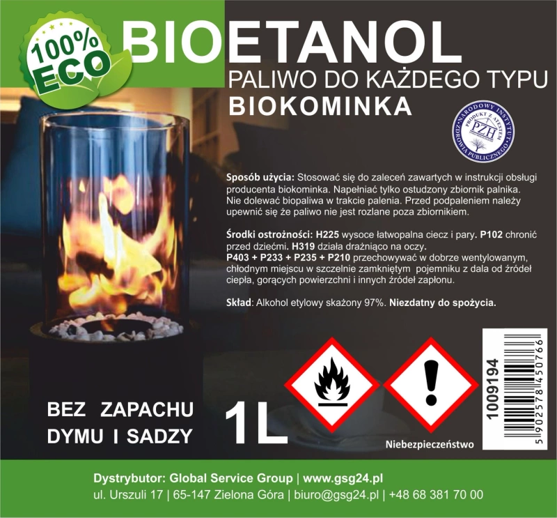 Bioalkohol, Bioethanol, BIO-Brennstoff für Biokamin, 1 l