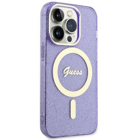 Guess GUHMP14LHCMCGU iPhone 14 Pro 6.1" lila/lila Hardcase Glitter Gold MagSafe