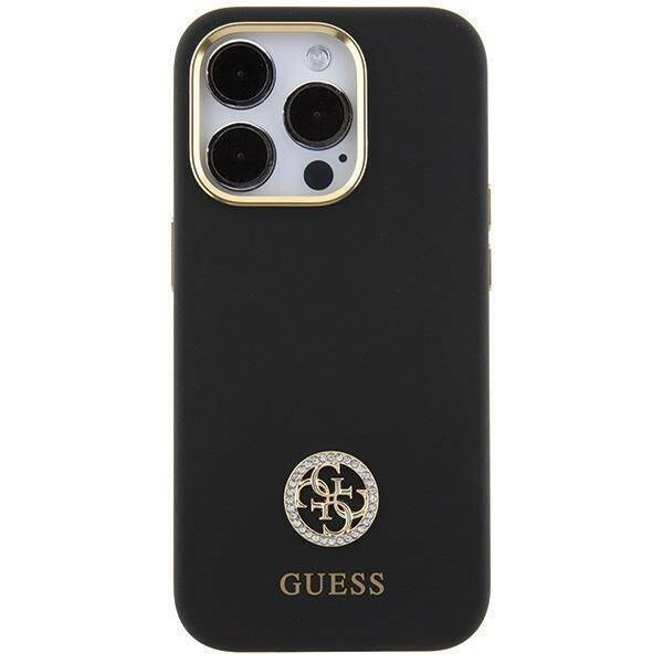 Oryginalne Etui APPLE IPHONE 15 PRO MAX Guess Hardcase Silicone Logo Strass 4G (GUHCP15XM4DGPK) czarne