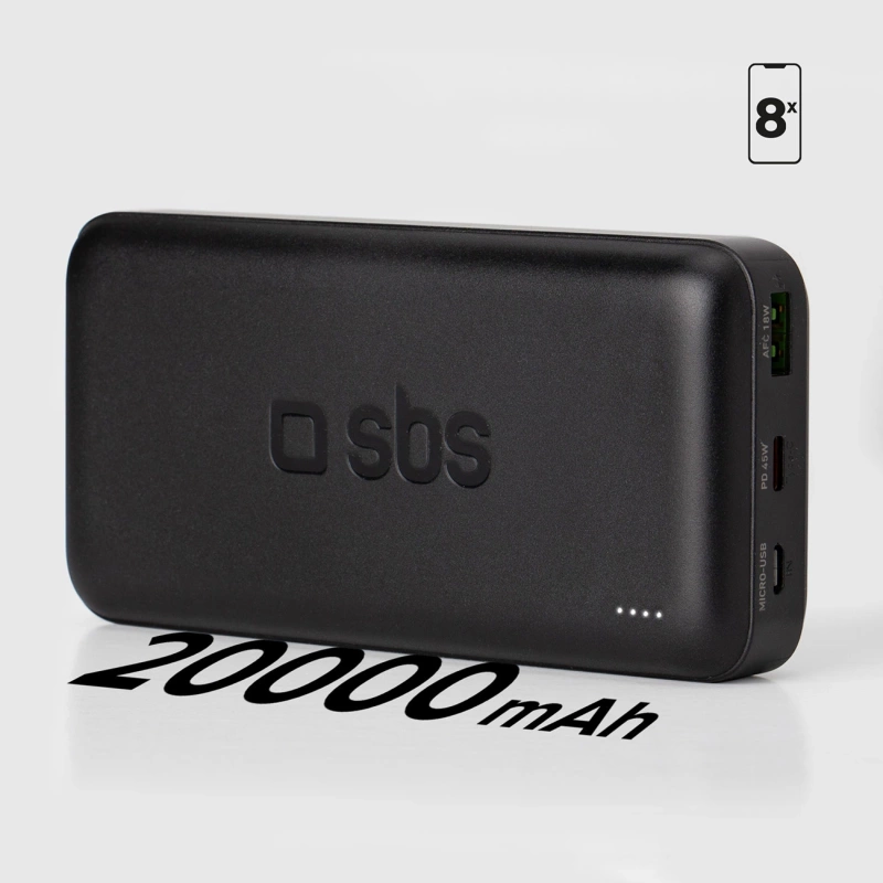 Powerbank SBS TTBB20000PD20K 20000 mAh 20W PD USB-C, USB-A, Micro-USB - czarny