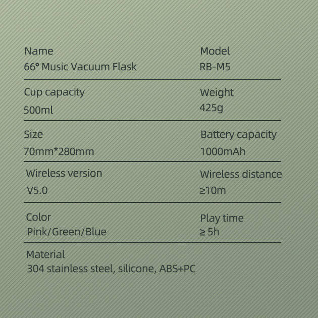 Remax bezprzewodowy głośnik bluetooth 5.0 z termosem kubkiem termicznym 500ml różowy (RB-M5)