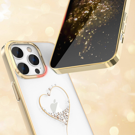 Kingxbar Wish Series etui iPhone 14 Plus ozdobione kryształami złote
