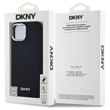 Original Handyhülle IPHONE 15 PLUS DKNY Hardcase Plain Logo MagSafe (DKHMP15MPSCMCLK) schwarz