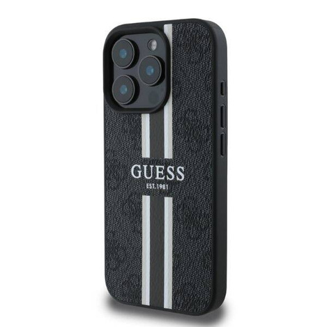 GUESS futerał do IPHONE 16 Pro kompatybilny z MagSafe GUHMP16LP4RPSK (4G Pronted Stripes) czarny