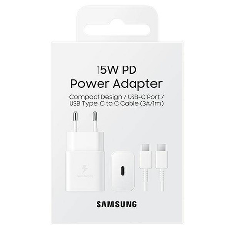 Samsung USB-Wandladegerät Typ C 15W PD AFC + USB-Kabel Typ C weiß (EP-T1510XWEGEU)