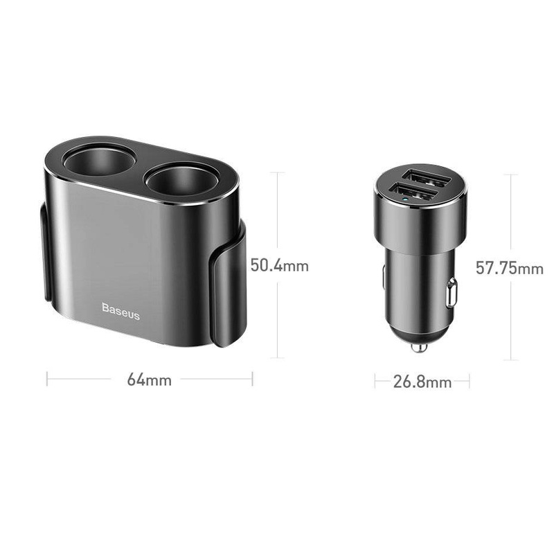Baseus ładowarka samochodowa 2x USB 3.1A (17W) + 2x gniazdo zapalniczki (80W) czarny (CRDYQ-01)