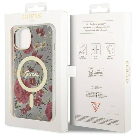 Guess GUHMP14MHCFWSA iPhone 14 Plus 6.7" green/khaki hardcase Flower MagSafe