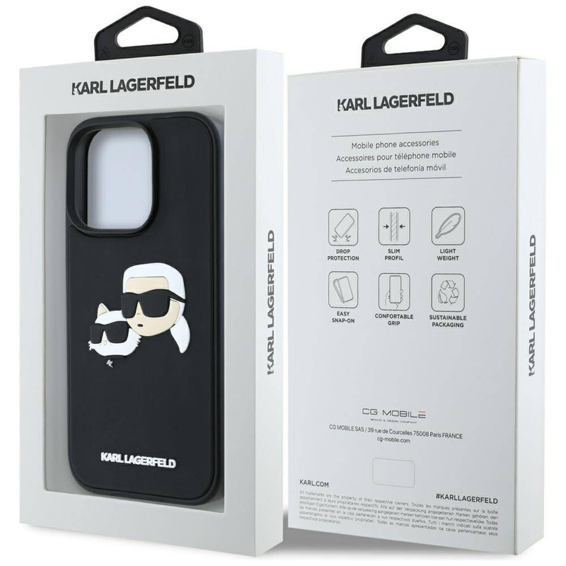Schutzhülle IPHONE 16 PRO MAX Karl Lagerfeld HC 3D Rubber Double Heads schwarz
