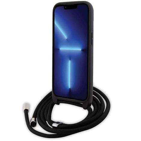 Karl Lagerfeld Crossbody Saffiano Metal Pin Karl &amp; Choupette Hülle für iPhone 15 – Schwarz