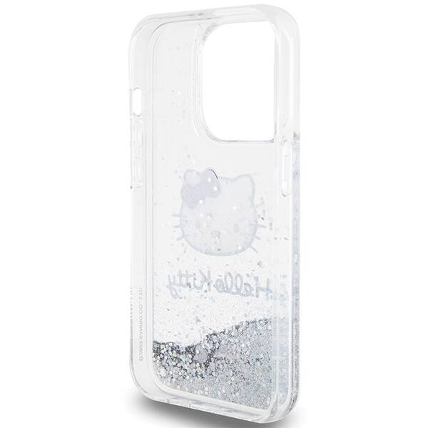 Hello Kitty Liquid Glitter Charms Kitty Head Hülle für iPhone 13 Pro Max – Silber