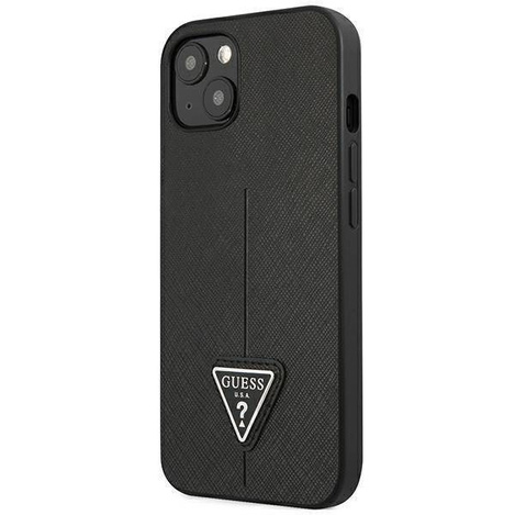 Original Case IPHONE 14 PLUS Guess Hardcase Saffianotriangle Logo (GUHCP14MPSATLK) black