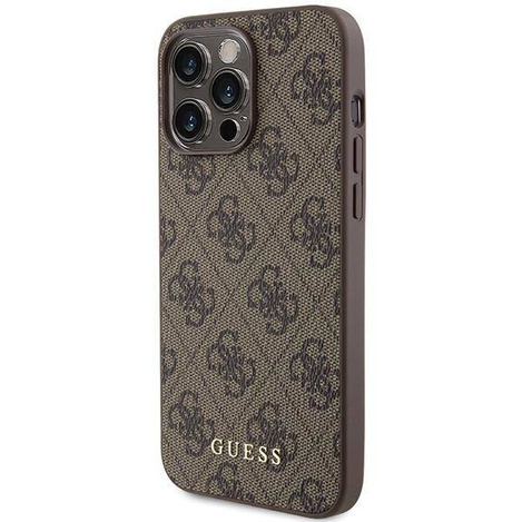 Guess 4G Metal Gold Logo case for iPhone 15 Pro Max - brown