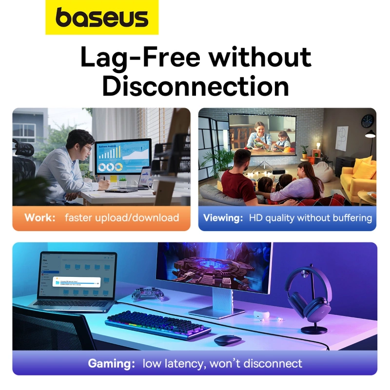 Baseus High Speed ​​Cat 5 RJ-45 1000 Mbit/s Ethernet-Kabel 8 m rund – Schwarz