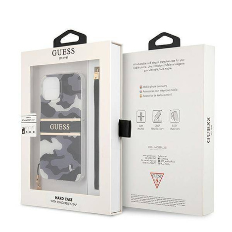 Guess nakładka do iPhone 13 6,1" GUHCP13MKCABBK czarny hard case Camo Strap Collection
