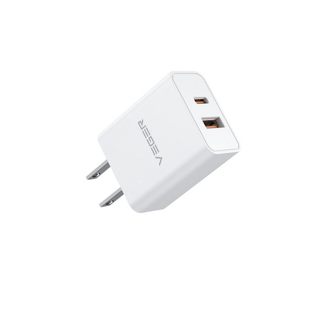 VEGER ładowarka sieciowa USB A + Typ C PD QC3.0 3A 30W VLS302U biała