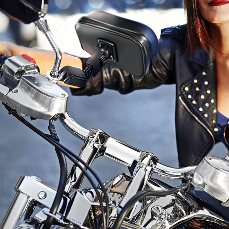 Uchwyt motocyklowy / na skuter na zamek wodoodporny z daszkiem 4,8" - 5,5"