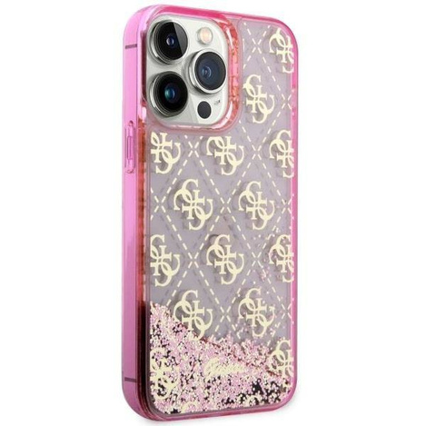 Guess, GUHCP14XLC4PSGP iPhone 14 Pro Max 6,7" rosa/rosa Hardcase Liquid Glitter 4G Transculent
