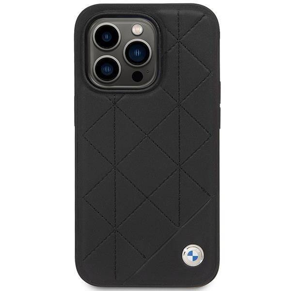 Original Handyhülle IPHONE 14 PRO BMW Leather Quilted (BMHCP14L22RQDK) schwarz