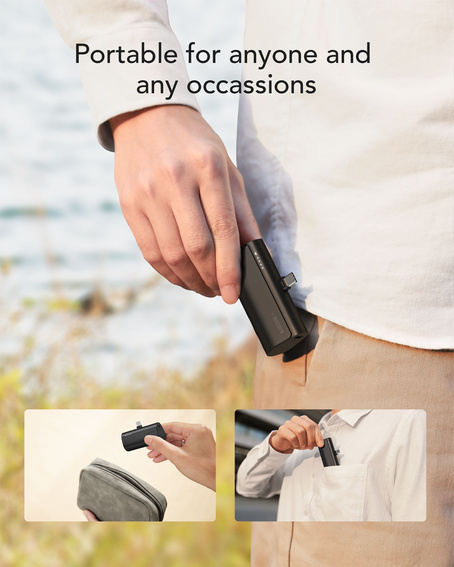 Bateria zewnętrzna (Powerbank) VEGER PlugOn - 5000mAh z wbudowanym złączem Typ C PD 20W (W0556P)