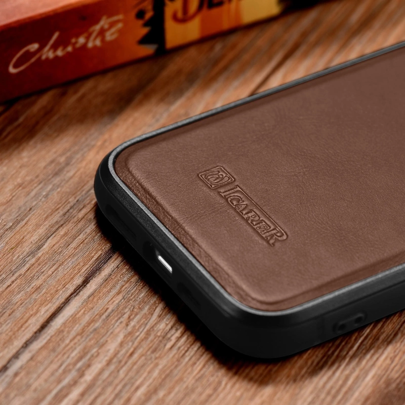 iCarer Leather Oil Wax Genuine Leather Case for iPhone 14 Plus (MagSafe Compatible) Brown (WMI14220719-BN)