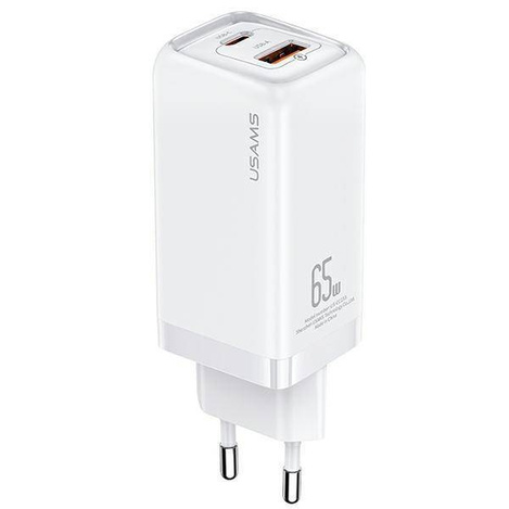 USAMS Ład. siec. 1xUSB-C+1xUSB T47 65W PD Fast Charging Super Si biały/white CC153TC02 (US-CC153)