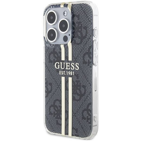 Oryginalne Etui GUESS Hardcase GUHCP15LH4PSEGK do iPhone 15 Pro (4G Gold  Stripe / czarny)