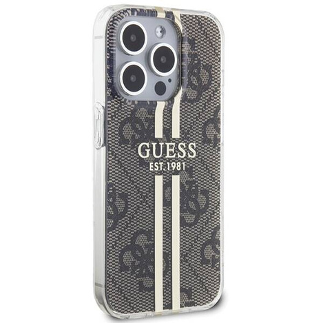 Oryginalne Etui GUESS Hardcase GUHCP15MH4PSEGW do iPhone 15 Pro (4G Gold  Stripe / brązowy)