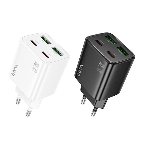Ładowarka sieciowa do telefonu Hoco 2 x USB C + 2 x USB A QC3.0 PD 3A 30W N56 biała