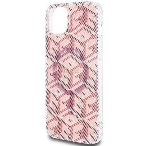Oryginalne Etui GUESS Hardcase GUHMP15MHGCUSTGP do iPhone 15 Plus (Kompatybilny z Magsafe / IML GCUBE / różowy)